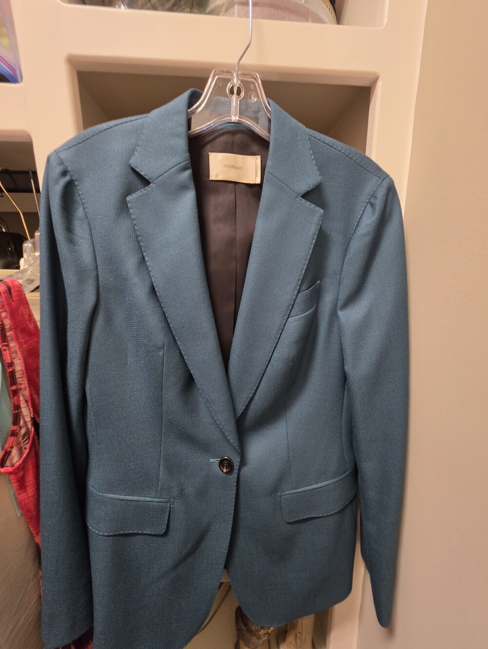 Ladies SuitStudio Teal Single-Button Blazer with Notch Lapel